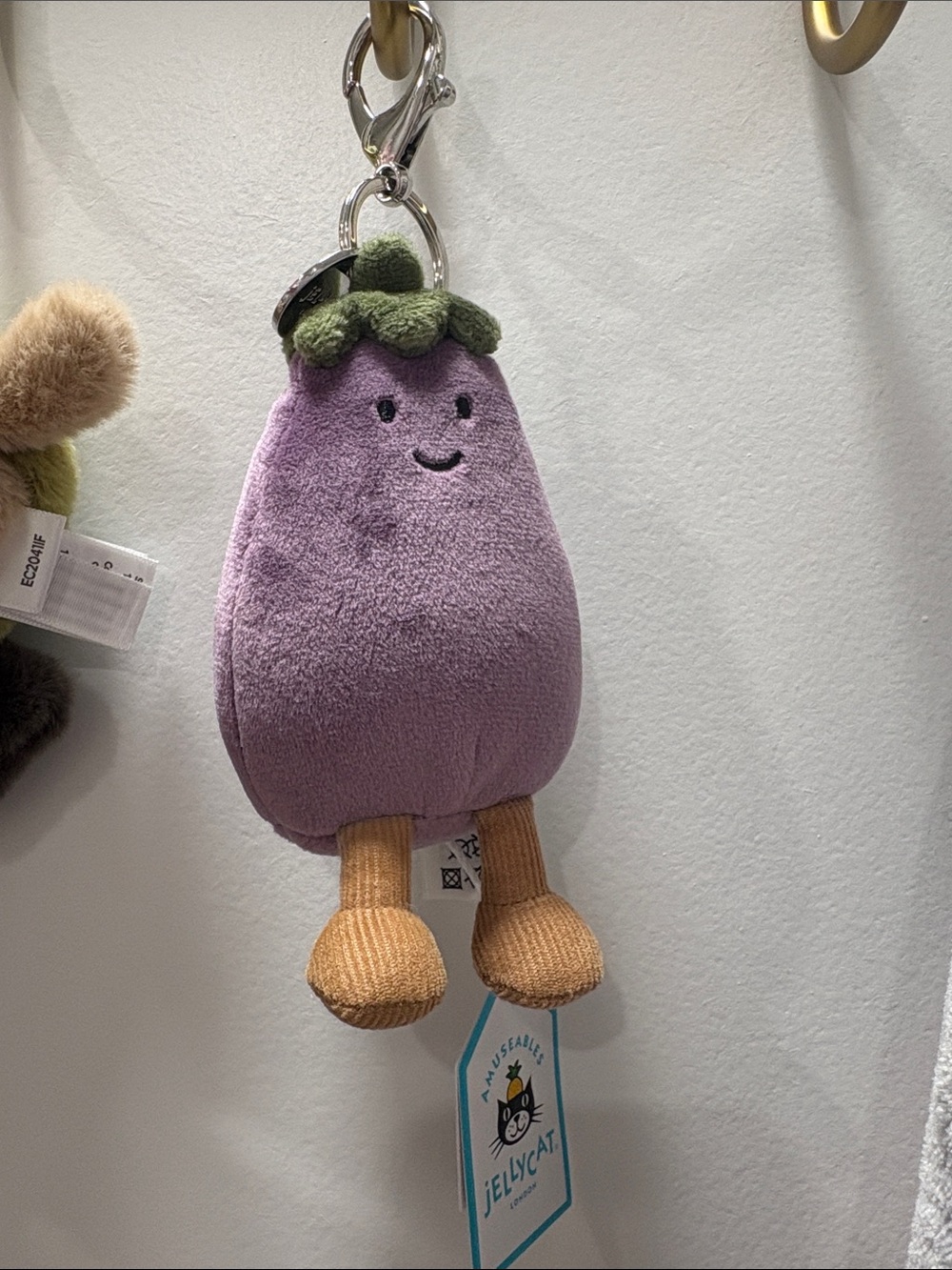 Jellycat Anuseables Eggplant Plush bagcharm. BNWT, tag cover dustbag fast ship